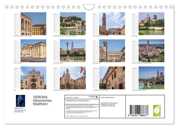 Produktbild: VERONA Historisches Stadtherz (Wandkalender 2026 DIN A4 quer), CALVENDO Monatskalender