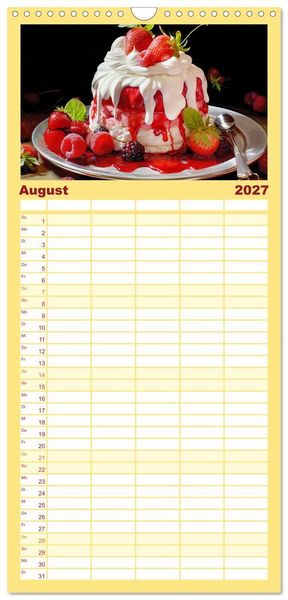 Produktbild: Familienplaner 2027 - Erdbeerzauber - Erdbeer-Schlemmereien mit Eis und Kuchen en masse! mit 5 Spalten (Wandkalender, 21 x 45 cm) CALVENDO