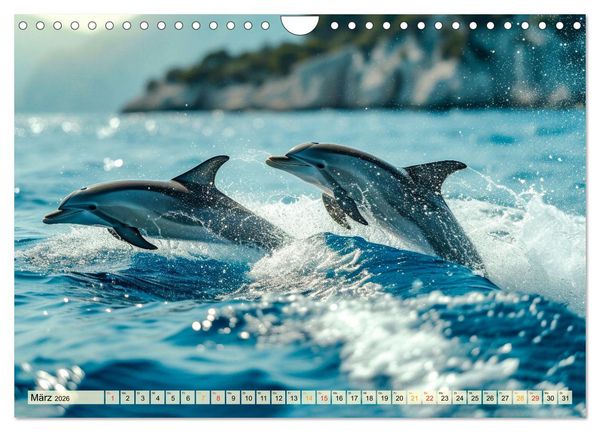 Produktbild: Delfine - schlaue J&auml;ger (Wandkalender 2026 DIN A4 quer), CALVENDO Monatskalender