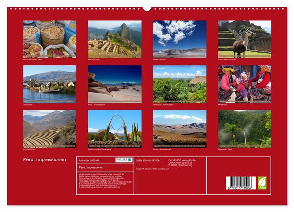 Produktbild: Per&uacute;. Impressionen (hochwertiger Premium Wandkalender 2026 DIN A2 quer), Kunstdruck in Hochglanz