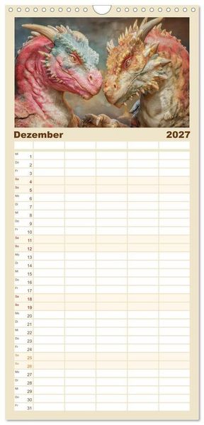Produktbild: Familienplaner 2027 - Ewige Drachenliebe - Eine zeitlose Faszination mit 5 Spalten (Wandkalender, 21 x 45 cm) CALVENDO