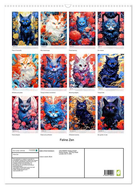 Produktbild: Feline Zen (Wall Calendar 2026 DIN A2 portrait), CALVENDO 12 Month Wall Calendar