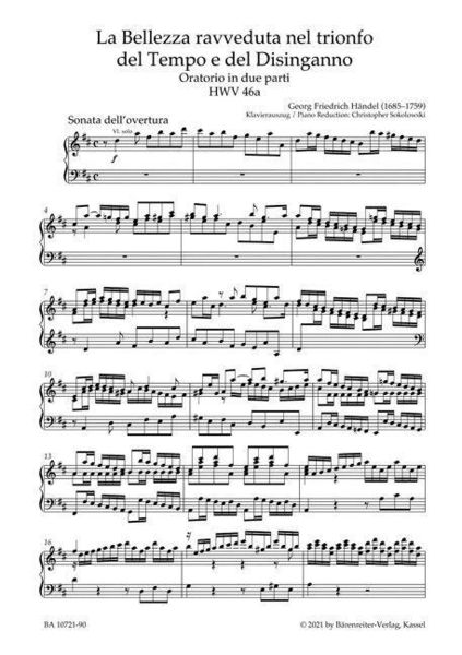 Produktbild: La Bellezza ravveduta nel trionfo del Tempo e del Disinganno HWV 46a -Oratorium in zwei Teilen-