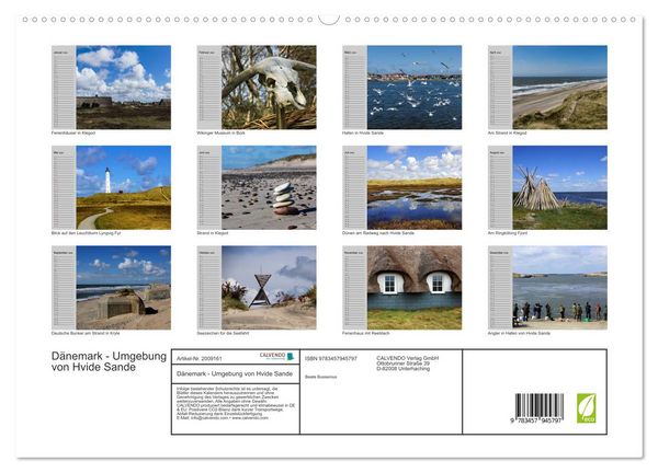 Produktbild: D&auml;nemark - Umgebung von Hvide Sande (hochwertiger Premium Wandkalender 2026 DIN A2 quer), Kunstdruck in Hochglanz