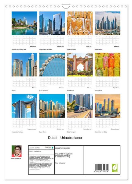 Produktbild: Dubai - Urlaubsplaner (Wandkalender 2026 DIN A3 hoch), CALVENDO Monatskalender