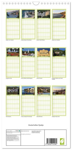 Produktbild: Familienplaner 2026 - Zauberhaftes Opatija mit 5 Spalten (Wandkalender, 21 x 45 cm) CALVENDO