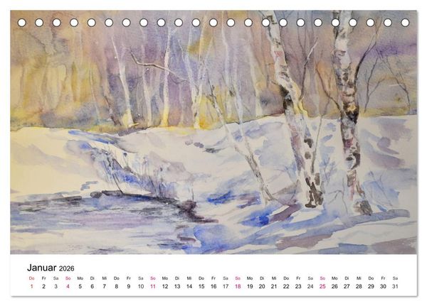 Produktbild: Mit Aquarellen durch das Jahr (Tischkalender 2026 DIN A5 quer), CALVENDO Monatskalender