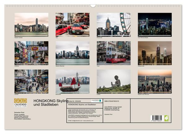 Produktbild: HONGKONG Skyline und Stadtleben (Wandkalender 2026 DIN A2 quer), CALVENDO Monatskalender