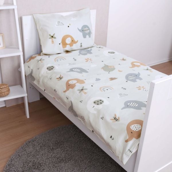 Produktbild: babybest&reg; 2485261063 - Elephants Bettw&auml;sche (Made in Green), 40x60 cm + 100x135 cm, 100% Baumwolle