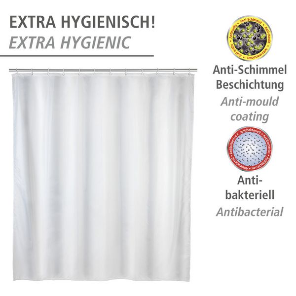 Produktbild: Anti-Schimmel Duschvorhang Uni White, Textil (Polyester), 120 x 200 cm, waschbar