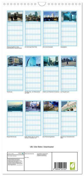 Produktbild: Familienplaner 2026 - UB, Ulan Bator, Ulaanbaatar mit 5 Spalten (Wandkalender, 21 x 45 cm) CALVENDO