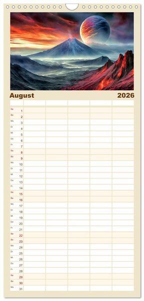 Produktbild: Familienplaner 2026 - Der Zauber fremder Welten mit 5 Spalten (Wandkalender, 21 x 45 cm) CALVENDO