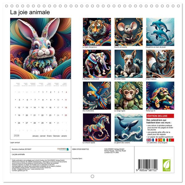 Produktbild: La joie animale (Calendrier mural carr&eacute; 2026 30x30 cm) Calendrier double avec une page pour vos prises de notes