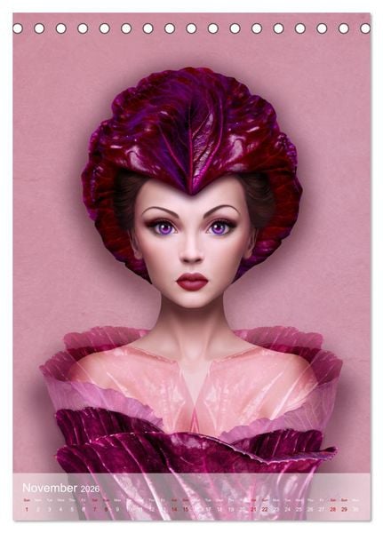 Produktbild: Food Fashion - surreal women's portraits with fruit and vegetable (Desk Calendar 2026 DIN A5 portrait), CALVENDO 12 Month DeskCalendar