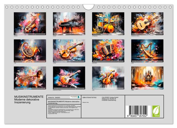 Produktbild: MUSIKINSTRUMENTE Moderne dekorative Inszenierung (Wandkalender 2026 DIN A4 quer), CALVENDO Monatskalender