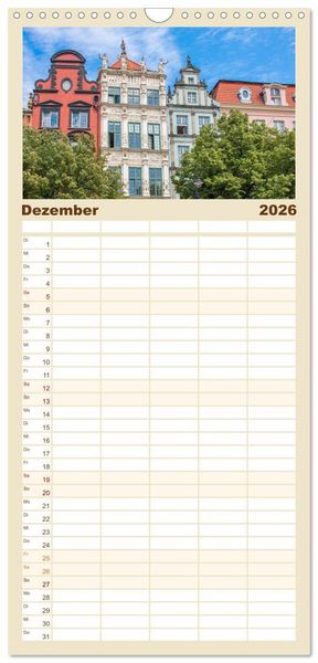 Produktbild: Familienplaner 2026 - Danzig - Polnische Hansestadt mit 5 Spalten (Wandkalender, 21 x 45 cm) CALVENDO