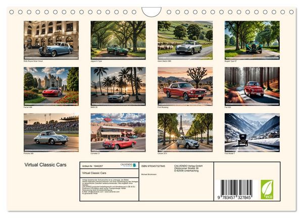 Produktbild: Virtual Classic Cars (Wandkalender 2026 DIN A4 quer), CALVENDO Monatskalender
