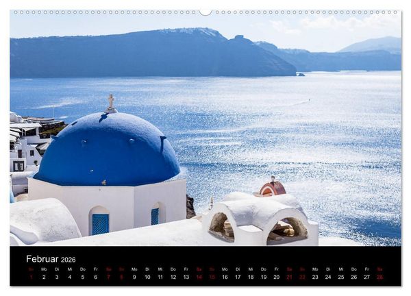 Produktbild: Santorini - K&ouml;nigin der Kykladen (hochwertiger Premium Wandkalender 2026 DIN A2 quer), Kunstdruck in Hochglanz