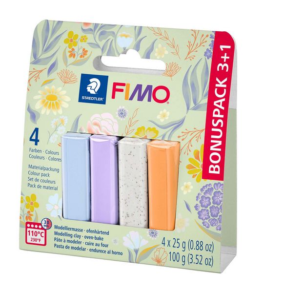 Produktbild: STAEDTLER Modelliermasse Set Fimo Spring, 4 Farben sortiert Fr&uuml;hling, 1 davon gratis, ofenh&auml;rtend