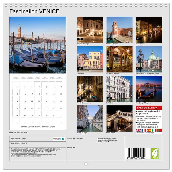 Produktbild: Fascination VENICE (Wall Calendar 2026 12 &times; 12 Inch) CALVENDO 12 Month Wall Calendar