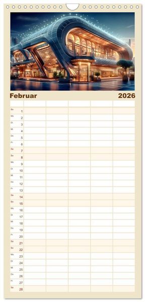 Produktbild: Familienplaner 2026 - Zukunftsvision Megacity mit 5 Spalten (Wandkalender, 21 x 45 cm) CALVENDO