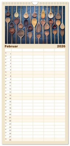 Produktbild: Familienplaner 2026 - K&uuml;chenutensilien mit 5 Spalten (Wandkalender, 21 x 45 cm) CALVENDO