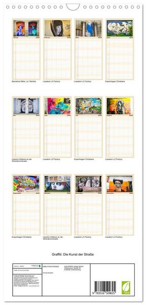 Produktbild: Familienplaner 2026 - Graffiti: Die Kunst der Stra&szlig;e mit 5 Spalten (Wandkalender, 21 x 45 cm) CALVENDO