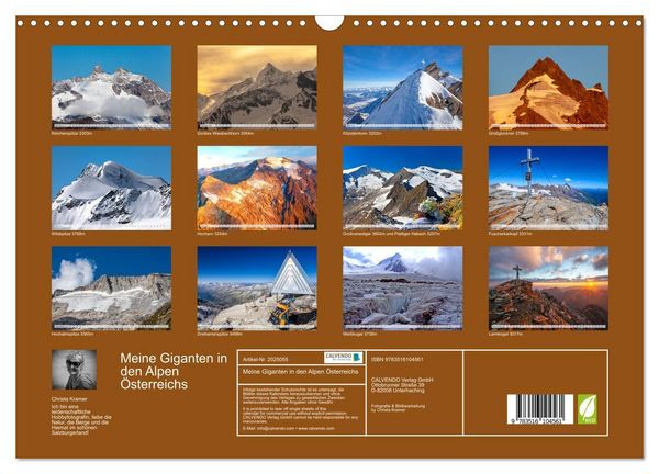 Produktbild: Meine Giganten in den Alpen &Ouml;sterreichs (Wandkalender 2026 DIN A3 quer), CALVENDO Monatskalender
