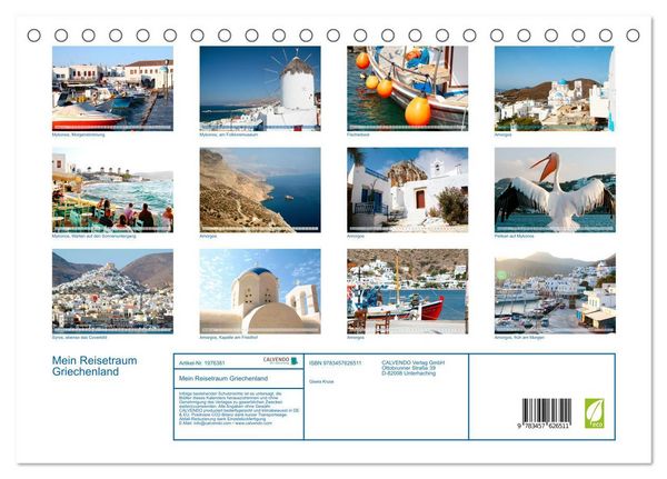 Produktbild: Mein Reisetraum Griechenland (Tischkalender 2026 DIN A5 quer), CALVENDO Monatskalender