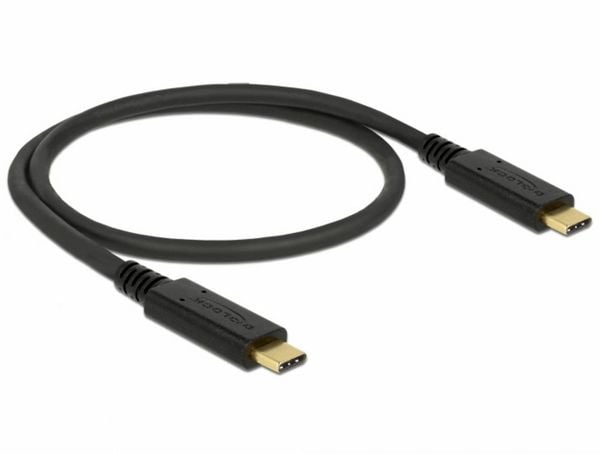 Produktbild: Delock USB-C&reg; Kabel USB-C&reg; Stecker, USB-C&reg; Stecker 0.50m Schwarz 83042
