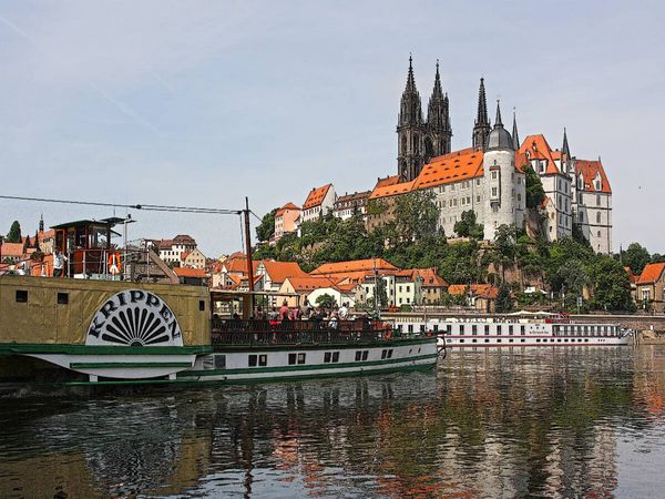 Produktbild: CALVENDO Puzzle Blick &uuml;ber die Elbe auf Mei&szlig;en | 1000 Teile Lege-Gr&ouml;&szlig;e 64x48cm Foto-Puzzle f&uuml;r gl&uuml;ckliche Stunden