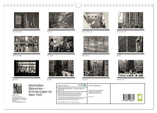 Produktbild: Manhattan Memories - Erinnerungen an New York (Wandkalender 2027 DIN A3 quer), CALVENDO Monatskalender