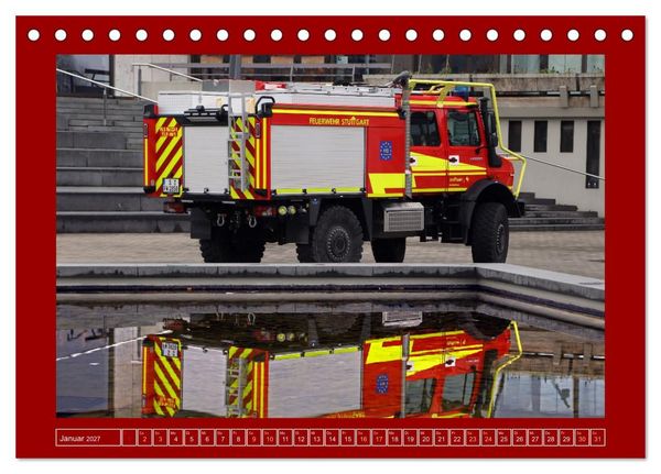Produktbild: Unimog bei der Feuerwehr (Tischkalender 2027 DIN A5 quer), CALVENDO Monatskalender