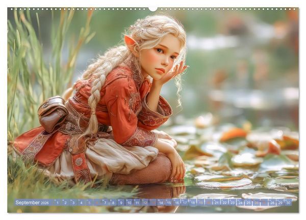 Produktbild: Elfenkinder - Zauberhaft lichtvolle Wesen (hochwertiger Premium Wandkalender 2026 DIN A2 quer), Kunstdruck in Hochglanz