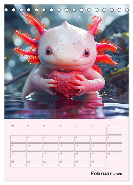 Produktbild: Axolotl. Lustiger Schwanzlurch mit Superkr&auml;ften (Tischkalender 2026 DIN A5 hoch), CALVENDO Monatskalender