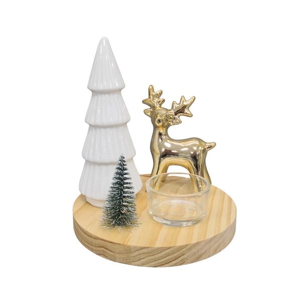 HTI-Living Teelichthalter Baum mit Reh Teelichthalter Baum mit Reh