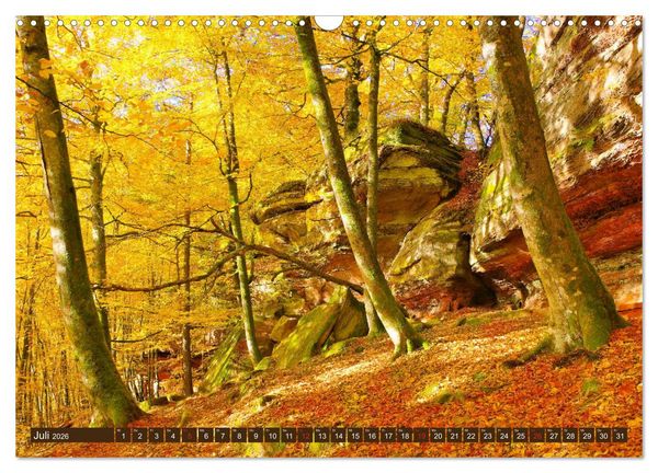 Produktbild: Der Altschlossfelsen - Gr&ouml;&szlig;te Felsformation der Pfalz im herbstlichen Farbspiel (Wandkalender 2026 DIN A3 quer), CALVENDO Monatskalender