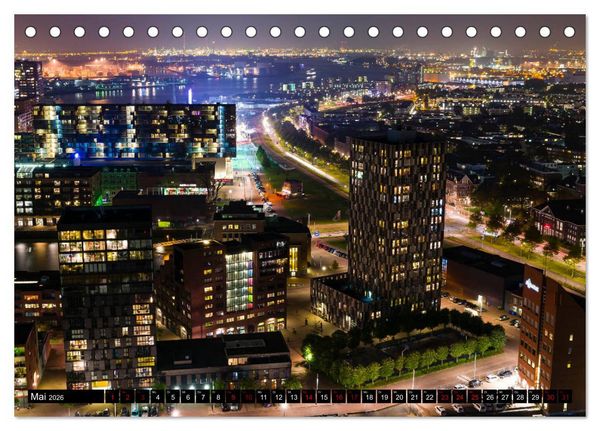 Produktbild: Rotterdam bei Nacht (Tischkalender 2026 DIN A5 quer), CALVENDO Monatskalender