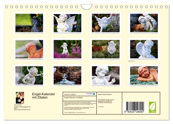Produktbild: Engel-Kalender mit Zitaten (Wandkalender 2026 DIN A4 quer), CALVENDO Monatskalender