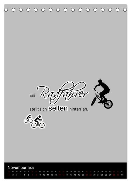 Produktbild: Markante, freche Spr&uuml;che rund ums Radfahren (Tischkalender 2026 DIN A5 hoch), CALVENDO Monatskalender