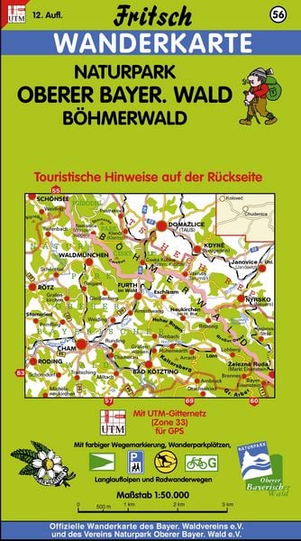 Produktbild: Naturpark Oberer Bayerischer Wald / B&ouml;hmerwald 1 : 50 000. Fritsch Wanderkarte
