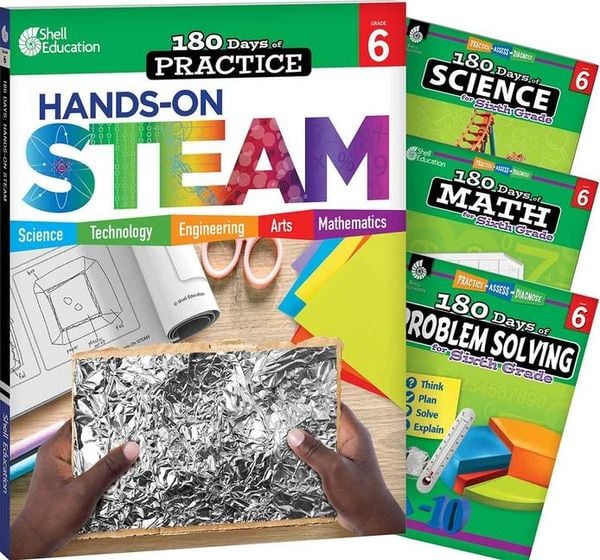 Produktbild: 180 Days(r) Steam, Science, Math, & Problem Solving Grade 6: 4-Book Set