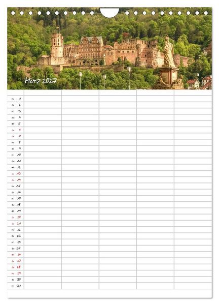 Produktbild: Heidelberger Familienkalender (Wandkalender 2027 DIN A4 hoch), CALVENDO Monatskalender
