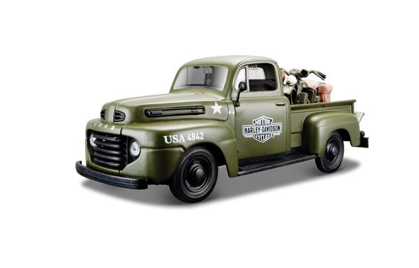 Maisto Ford F1 ́48 & Harley-Davidson WLA Flathead '42 1:24 Modellauto