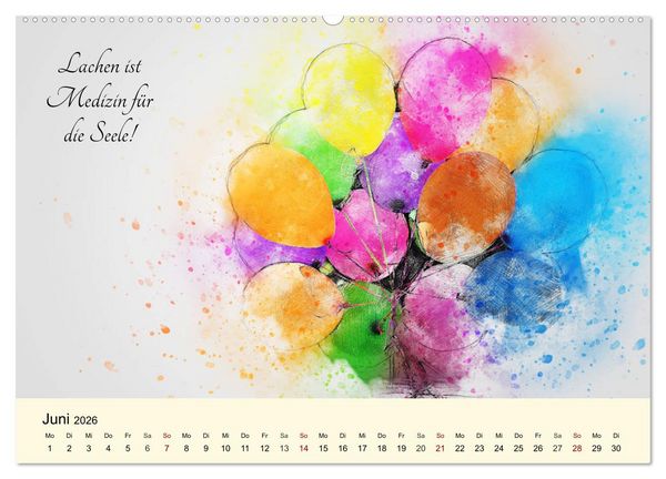 Produktbild: Aquarelle und Lebensweisheiten (Wandkalender 2026 DIN A2 quer), CALVENDO Monatskalender