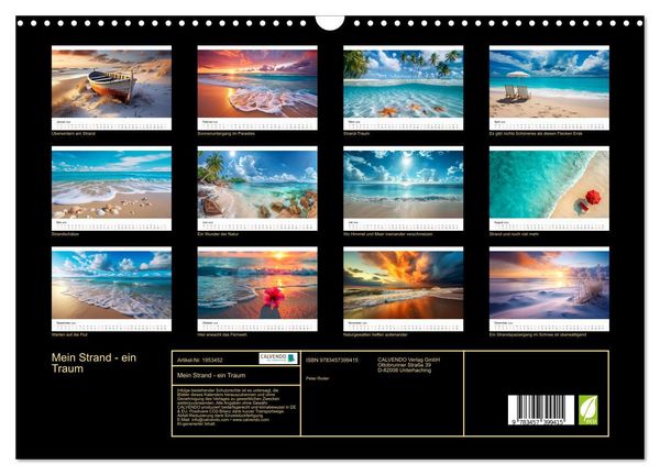 Produktbild: Mein Strand - ein Traum (Wandkalender 2026 DIN A3 quer), CALVENDO Monatskalender