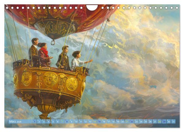 Produktbild: Ballonfahrt - Fantasie Stil (Wandkalender 2026 DIN A4 quer), CALVENDO Monatskalender