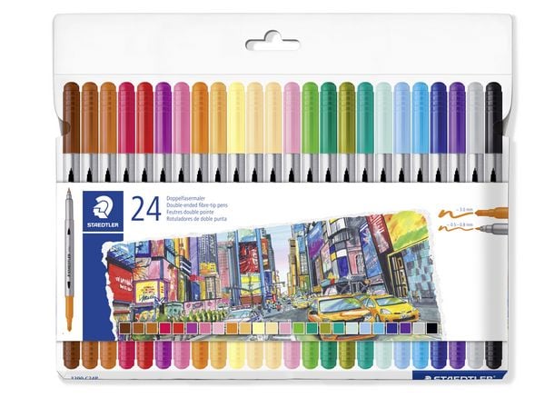 STAEDTLER STAEDTLER 3200 Doppelfasermaler, 24er Set, 3200 C24P
