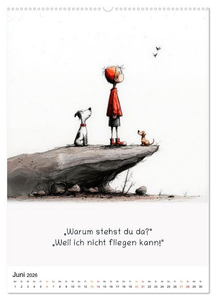 Produktbild: Kindlich. Komisch. Klar. (hochwertiger Premium Wandkalender 2026 DIN A2 hoch), Kunstdruck in Hochglanz