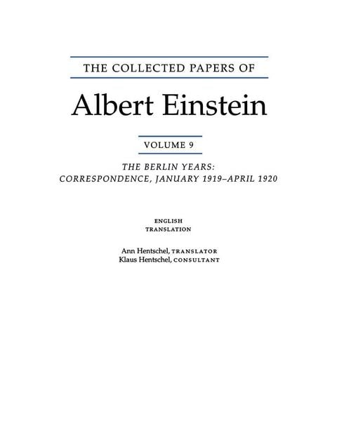 Produktbild: The Collected Papers of Albert Einstein, Volume 9. (English)